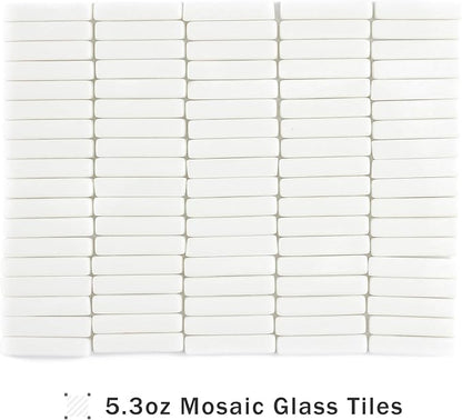Youway Style White Mosaic Tiles for Crafts Bulk,150g Strips Shapes Mosaic Glass Pieces,Glass Mosaic Garden Craft Kit