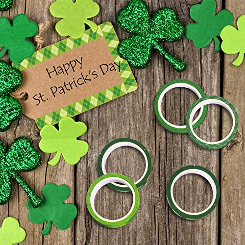 12 Rolls St. Patrick's Day Washi Tape Green Shamrock Washi Masking Tapes 15mm Clover Plaids Lucky Holiday Paper Tape Sticker for Irish Party Scrapbook Gift Packing DIY Craft Decor (196.8 Foot)