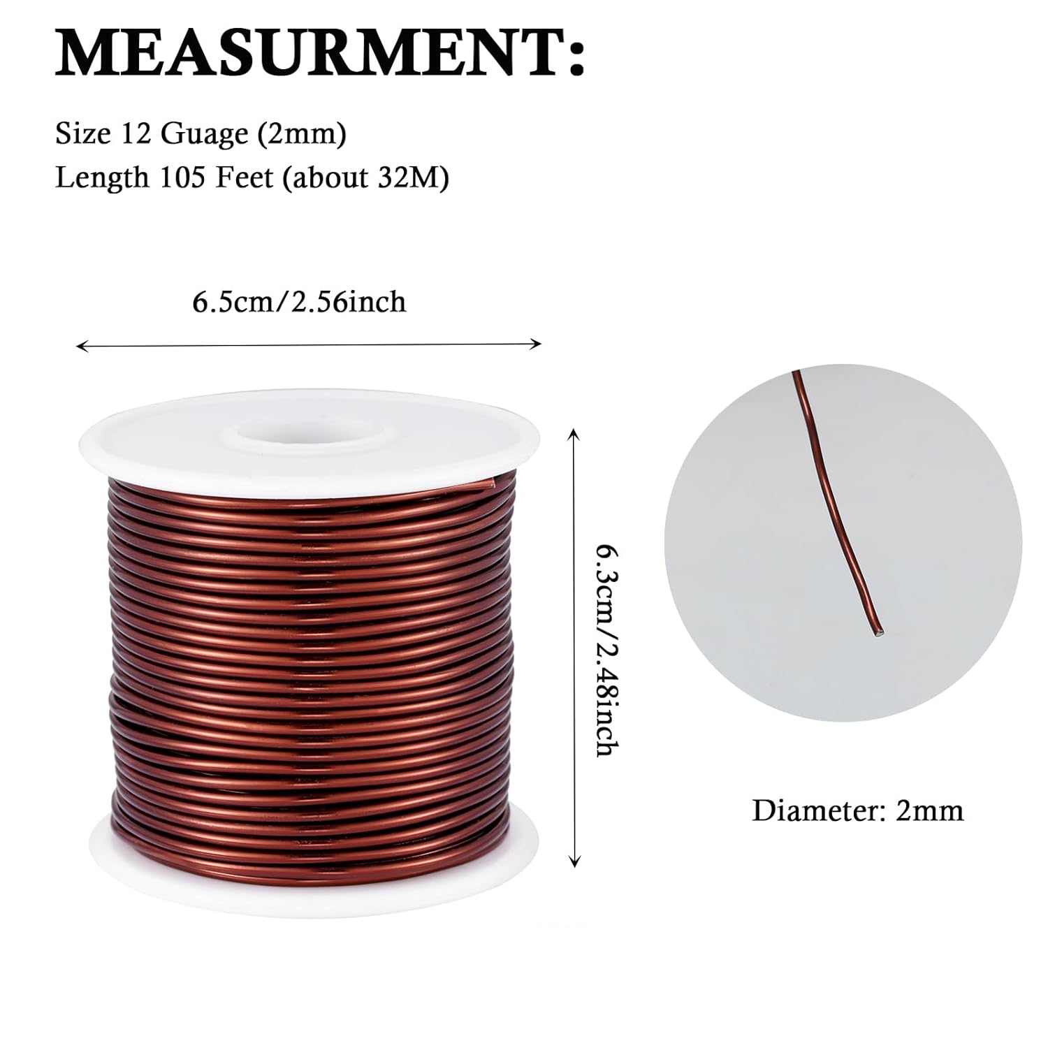 12 Gauge Brown Aluminum Craft Wire (105FT) - Anodized for Jewelry Making, Beading Floral, Plant Gardening, Sculpting & Modeling Craft Wire (Brown #15, 2mm) - Crafty Corner