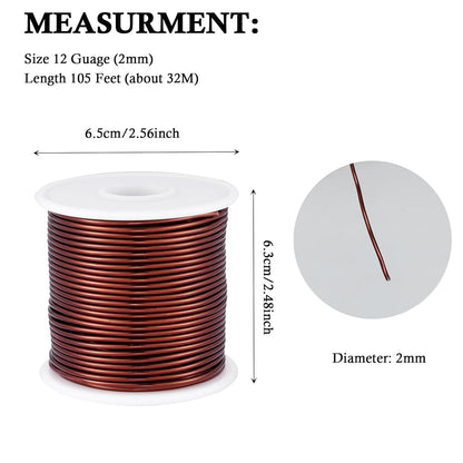12 Gauge Brown Aluminum Craft Wire (105FT) - Anodized for Jewelry Making, Beading Floral, Plant Gardening, Sculpting & Modeling Craft Wire (Brown #15, 2mm) - Crafty Corner