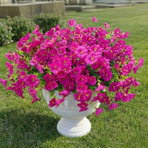 16 Artificial Flowers for Outdoors Fake Plants Outside Decoration (16 Count)