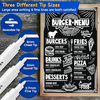 White Liquid Chalk Markers for Blackboard (8 Count)