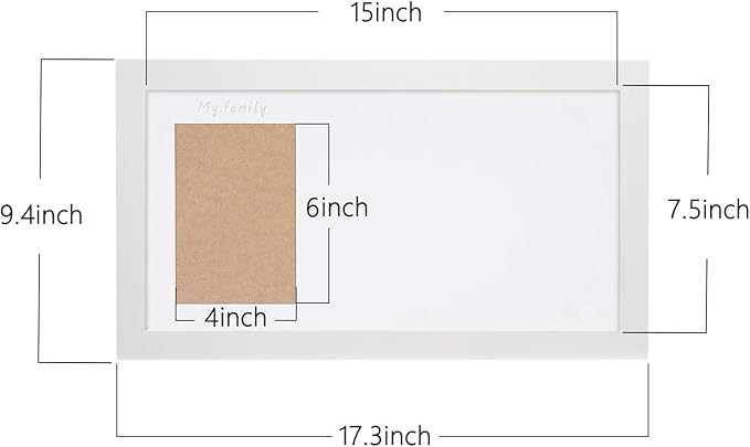NWK DIY Family Photo + Family Hand/Footprints Kit with 10 X 17inch Elegant White Wood Picture Frame, Non-Toxic Watercolor Paints, Baby Shower Adoption Father's Day Gift for New Mom Dad (with Ink pad)