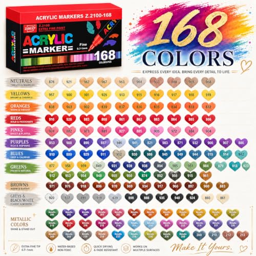 168 Colors Acrylic Paint Markers and ACRYLIAC PAINT PENS for Rock (168 Count)