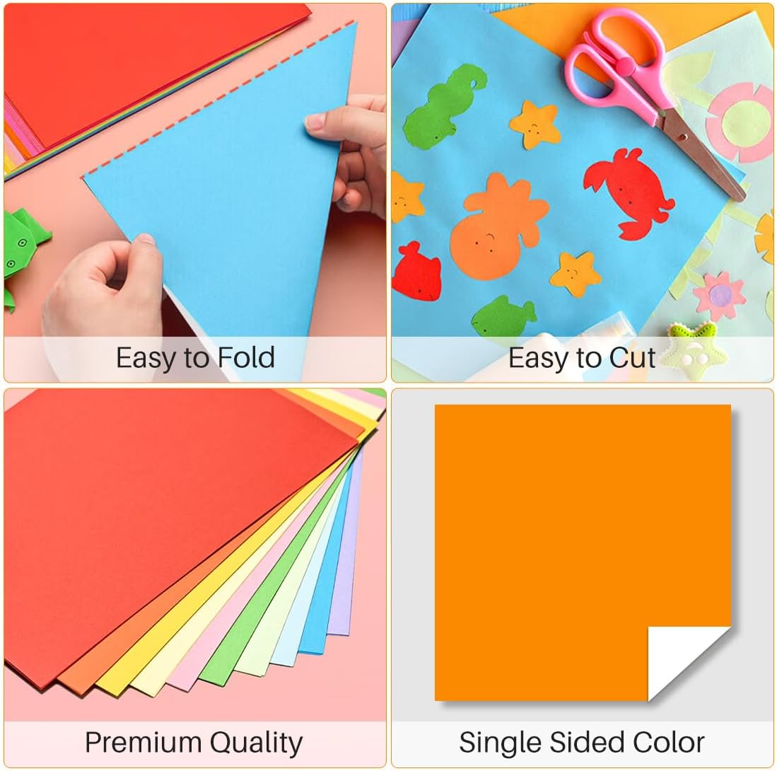 Opret Origami Paper Large, 100 Sheets 9.8x9.8 inch 25x25 cm Origami Paper 50 Vivid Colors Single Sided for Arts and Crafts Projects - Crafty Corner