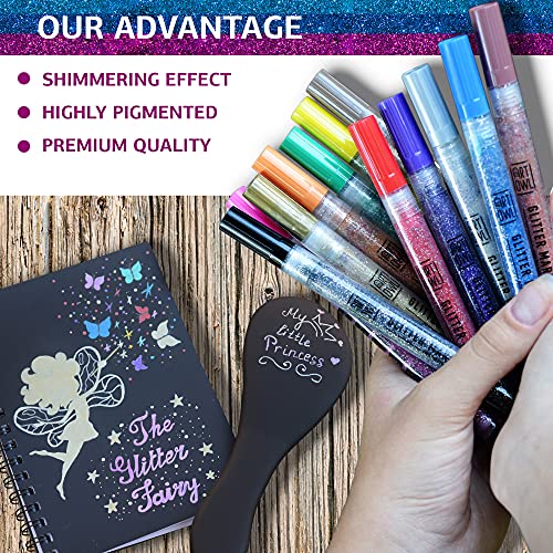 Acrylic Glitter Paint Marker Pens (12 Count)
