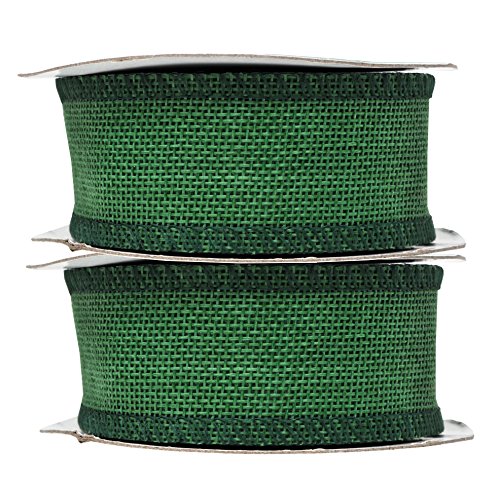 1 1 2 Inch Wide Green Burlap Ribbon for Crafts (60 Foot)