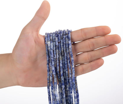 Natural Blue Sodalite Cylinder Tube Beads 4x13mm 38cm/str Loose Semi Gemstone Stone Beads for Making Bracelets Necklace Earrings