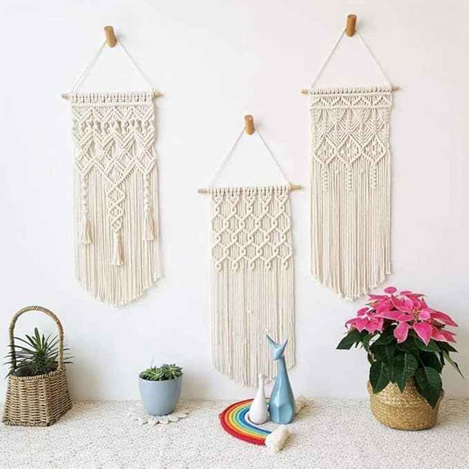 Macrame Kit -Macrame Wall Hanging Kit for Beginners, Macrame Cord 3mm Beads Wood Dowels Rings, Macrame Starter Set Hanging Plant DIY Craft Kits