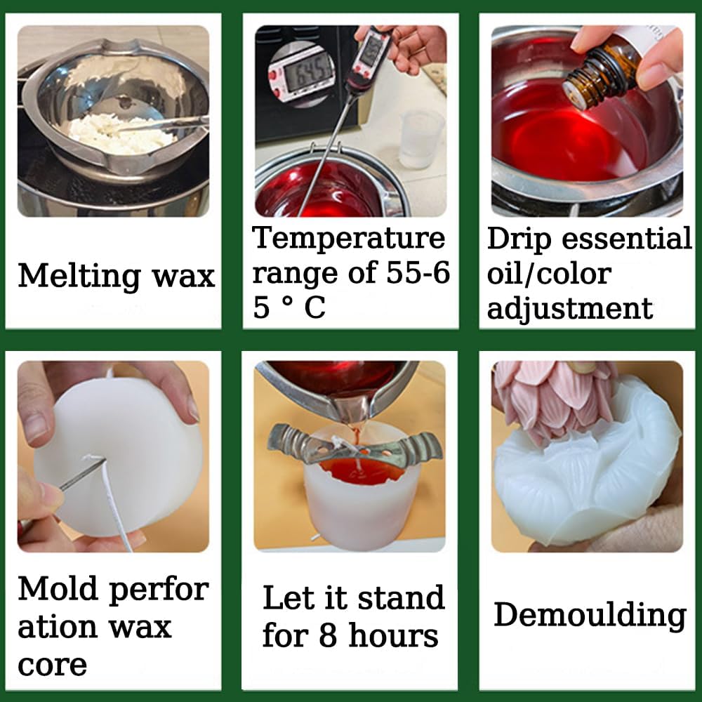 3D Lotus Candle Molds for Candle Making Supplies Flower Silicone Mold for Scented Candles Soap Making DIY Plaster Aromatherapy Candles Home Decor Floral Silicone Molds for Resin Epoxy Cement Gypsum