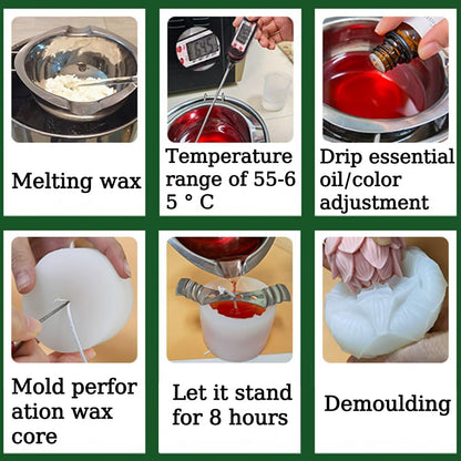 3D Lotus Candle Molds for Candle Making Supplies Flower Silicone Mold for Scented Candles Soap Making DIY Plaster Aromatherapy Candles Home Decor Floral Silicone Molds for Resin Epoxy Cement Gypsum