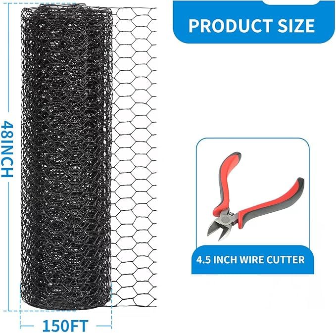 24'' x 50' Black Chicken Wire Fencing
