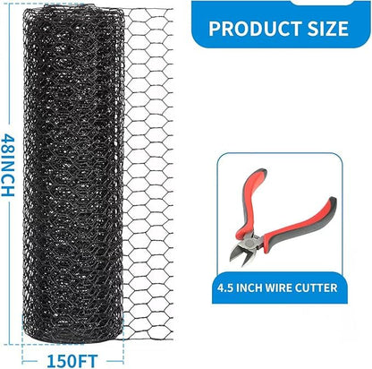 24'' x 50' Black Chicken Wire Fencing