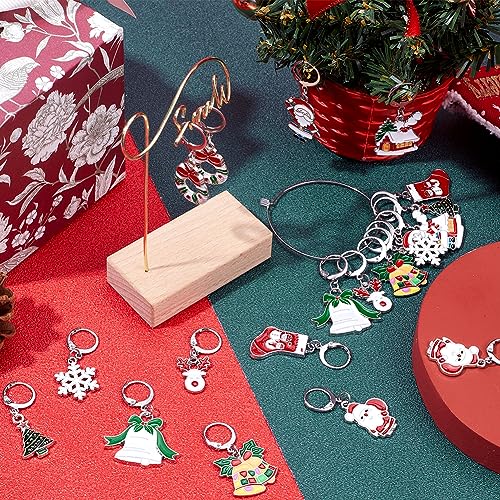 1 Box 20pcs Christmas Stitch Markers Knitting Crochet Knitting Markers Leverback Hoop Stitch Marker Enamel Crochet Knitting Markers for Knitting Weaving Sewing Needleworks DIY Craft Supplies (20 Count)