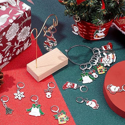 1 Box 20pcs Christmas Stitch Markers Knitting Crochet Knitting Markers Leverback Hoop Stitch Marker Enamel Crochet Knitting Markers for Knitting Weaving Sewing Needleworks DIY Craft Supplies (20 Count)