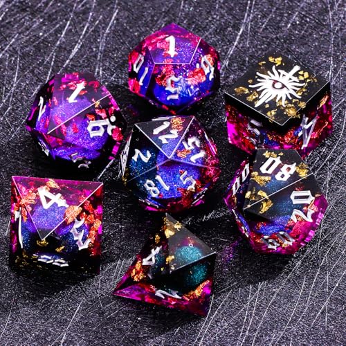 Black Eye of Mystery Liquid Core DND Dice Set (7 Count)
