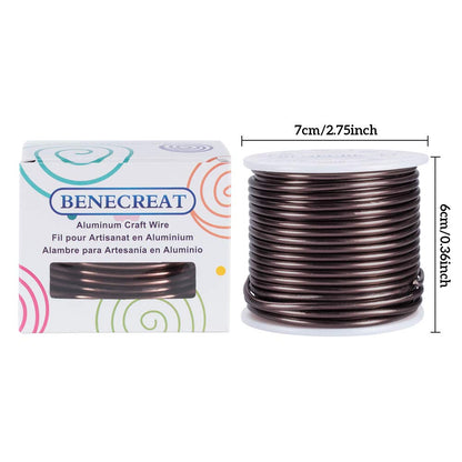 BENECREAT 9 Gauge 55FT Brown Jewelry Craft Wire Tarnish Resistant Bendable Aluminum Sculpting Metal Wire for Jewelry Craft Beading Work, Wreath, Tree Roots Model