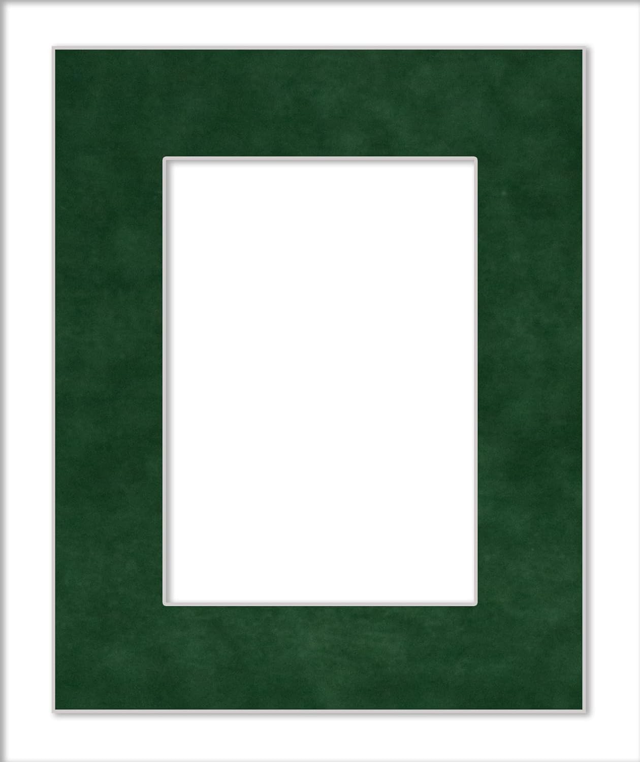 Pack of TEN 11x14 Mats Bevel Cut for 8.5x11 Photos - Acid Free Green Suede Precut Matboards For Pictures, Photos, Framing - 4-ply Thickness