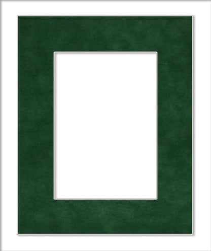 Pack of TEN 11x14 Mats Bevel Cut for 8.5x11 Photos - Acid Free Green Suede Precut Matboards For Pictures, Photos, Framing - 4-ply Thickness