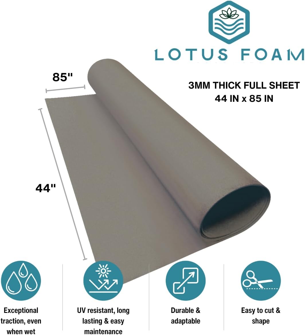 LotusFoam Large 3mm EVA Foam Sheet - 44"x 85" High Density Foam 130 kg/m3 for Cosplay, Costumes, Crafts, Flooring, Outdoor Use - 35 Colors (Driftwood) - Driftwood - Crafty Corner