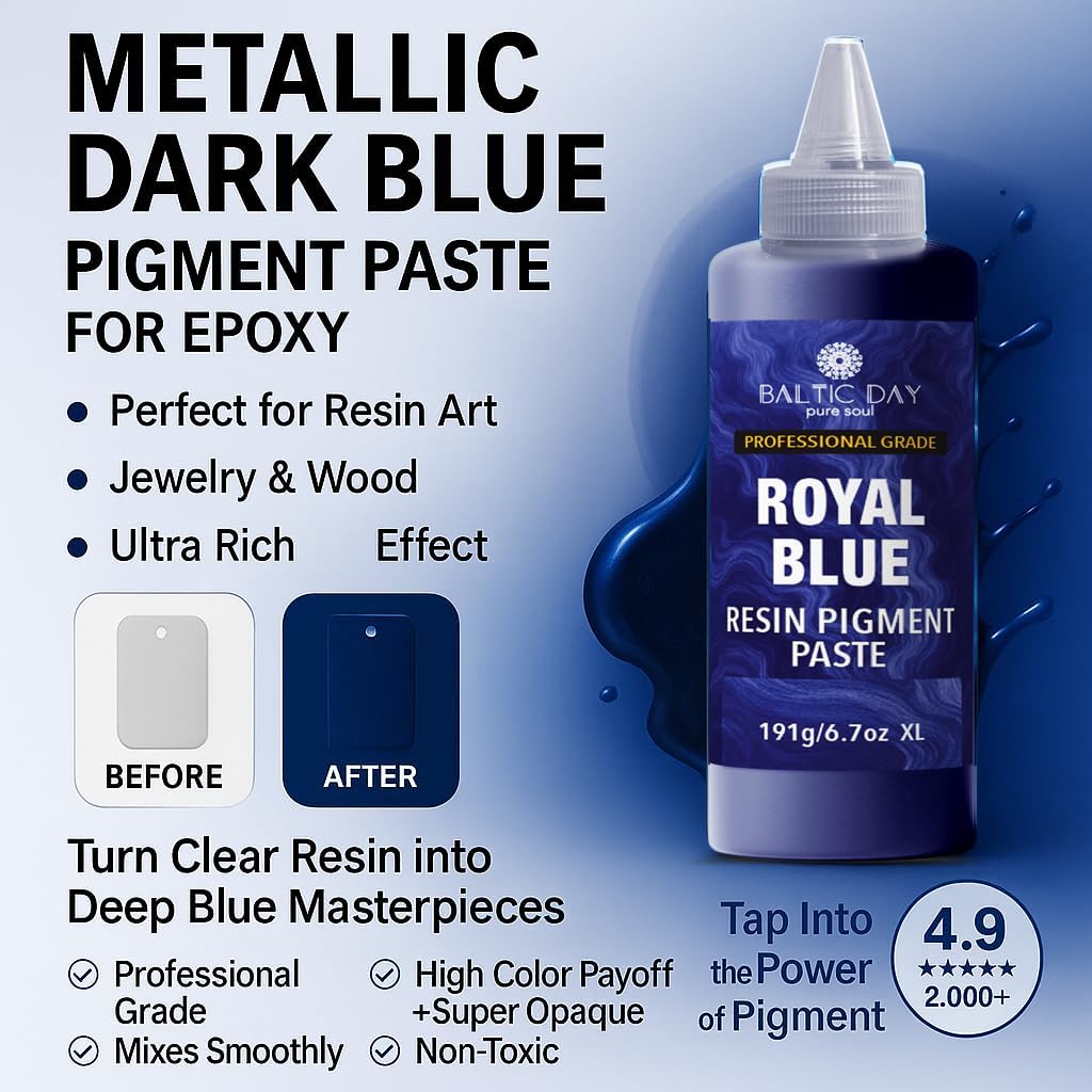 Royal Blue Epoxy Resin Pigment Paste XL (191g/6.7oz) – Opaque Epoxy Dye & High Concentration Coloring Paste, Mica Powder Alternative for Resin Art, Jewelry, Tumblers, River Tables & Crafts