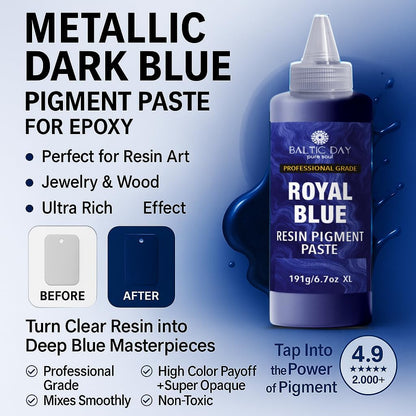 Royal Blue Epoxy Resin Pigment Paste XL (191g/6.7oz) – Opaque Epoxy Dye & High Concentration Coloring Paste, Mica Powder Alternative for Resin Art, Jewelry, Tumblers, River Tables & Crafts