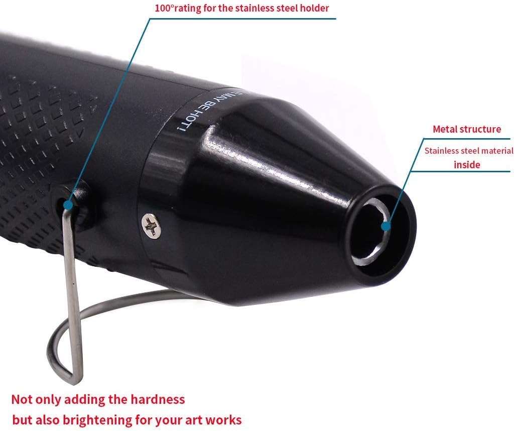 mofa Embossing Heat Pen,Mini Heat Gun,Hot Air Pen Tools Shrink Pen with Stand For DIY Embossing And Drying Paint Multi-Purpose Electric Heating Nozzle 150W 110V (Black,Black) - Crafty Corner