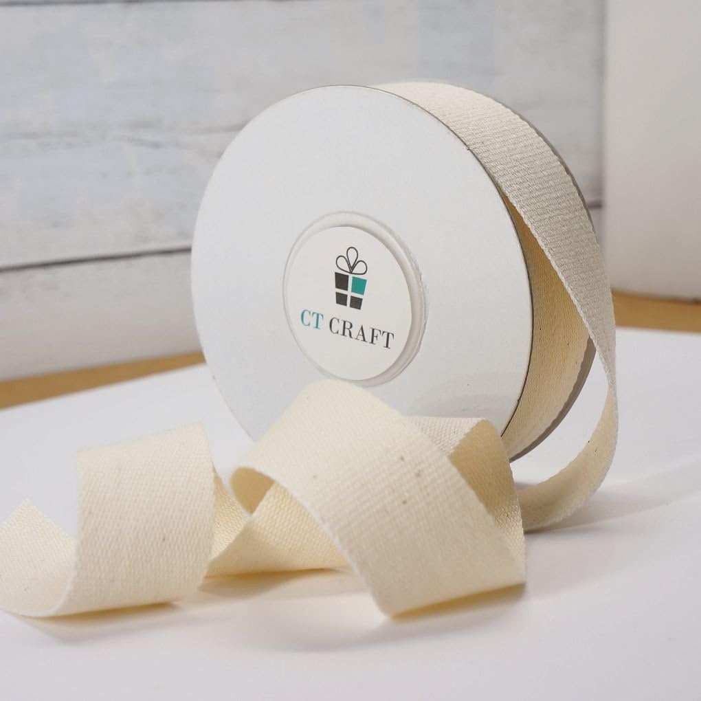 CT CRAFT LLC Ivory Cotton Ribbon 7/8" x 10 Yards for Home Décor Gift Present Wrapping DIY Crafts Birthday Wedding Bouquet Christmas - Crafty Corner