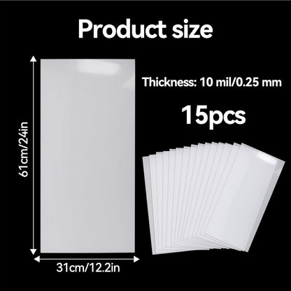 Klmnop 15 Sheets Mylar Sheet, 12 x 24 Inch/10 Mil, Milky Translucent PET Blank Stencil Sheet for Machines Cutting, Cut Tool Template Material, DIY Crafts Gift(10mil)