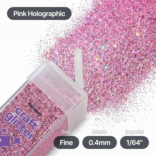 Craft Glitter Shaker Pink Holographic 130g Fine (3.8 Ounce)