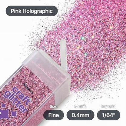 Craft Glitter Shaker Pink Holographic 130g Fine (3.8 Ounce)