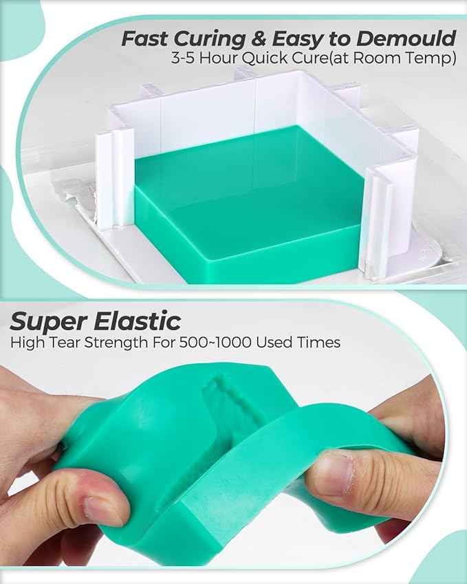 Nicpro 250 oz Silicone Mold Making Kit 20A, Platinum Liquid Silicone Rubber for Mold Maker, Jade Green Flexible & Food Safe Mix Ratio 1:1 for Casting 3D Resins Molds DIY with Gloves, Sticks & Cups