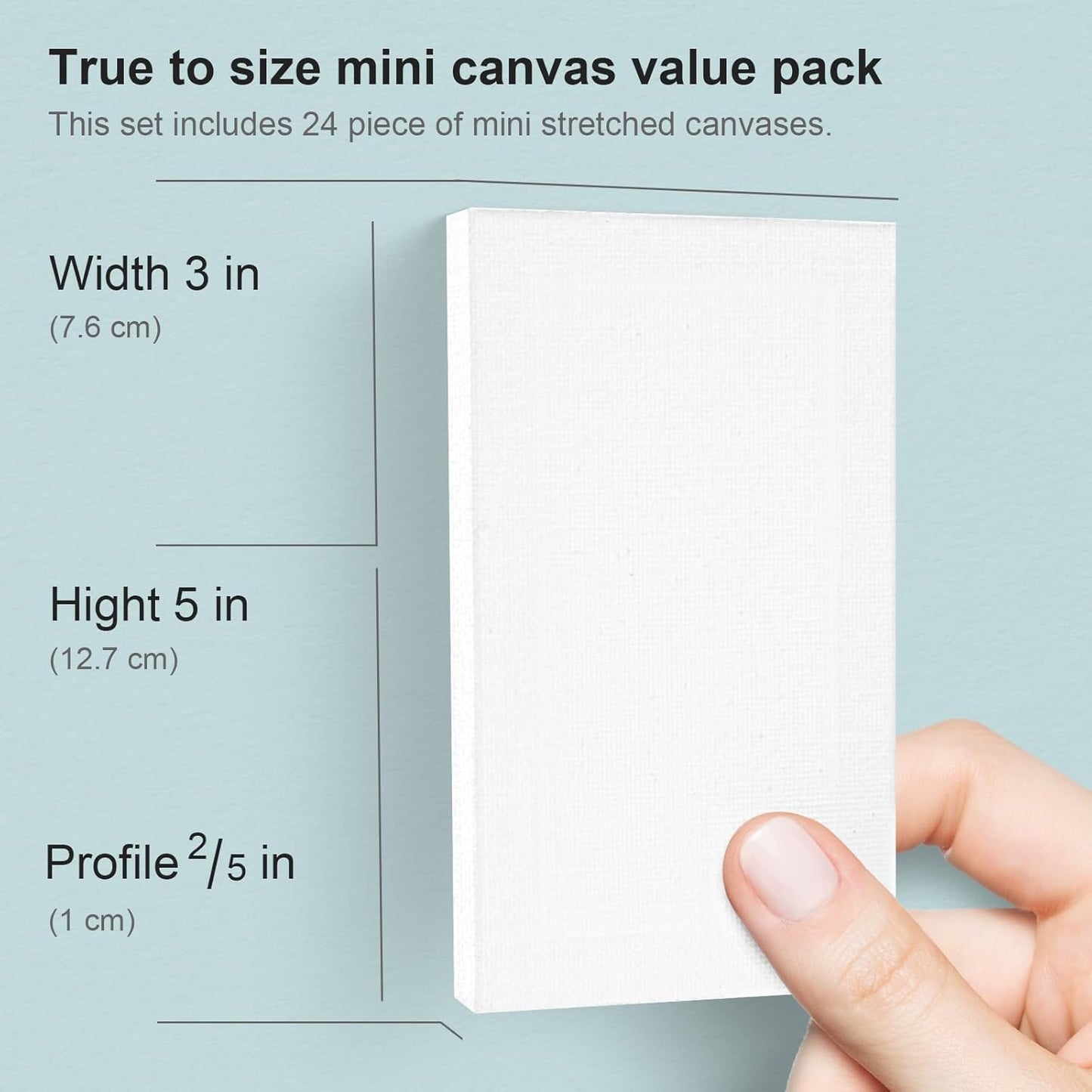 AUREUO Mini Stretched Canvas - 3x5 Inch/24 Pack - 2/5 Inch Profile Small Square Canvas - Gift Set Bulk Pack Canvases for Acrylic Painting & Craft