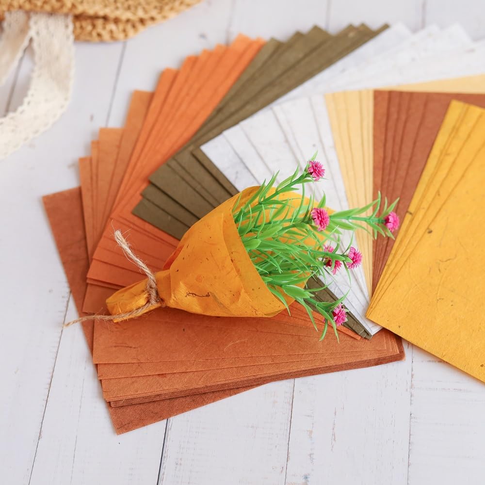 Natural Fiber Mulberry Tree,Banan Bark 6 x 6 Inches Square Origami Paper Arts Folding Craft, Decoration Paper,Writing Painting Square Folding Paper for DIY Crafts, 50 Sheets (Brown Tone, 6"x6") - Crafty Corner