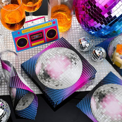 Disco Ball Cocktail Paper Napkins 6.5 x 6.5 Inches (60 Count)