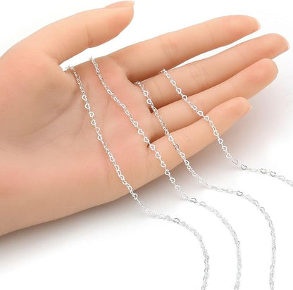 Adabele 5 Feet Authentic 925 Sterling Silver Unfinished Heart Shaped Link Chain 3.2mm x 2.1mm Small Thin Hypoallergenic Nickel Free for DIY Craft Jewelry Making SSK-T1