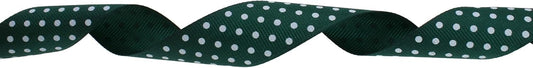 Polka Dot Grosgrain Ribbon 25 Yard Each Roll 100% Polyester (1", Dark Green) - Crafty Corner