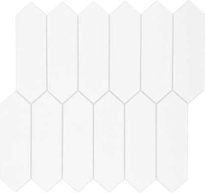 SUNWINGS Backsplash for Kitchen Peel and Stick, Stone Composite Self Adhesive Tiles Long Hexagon Mosaic Wall Tile, 12 Inch x 11.22 Inch 10 Sheets White