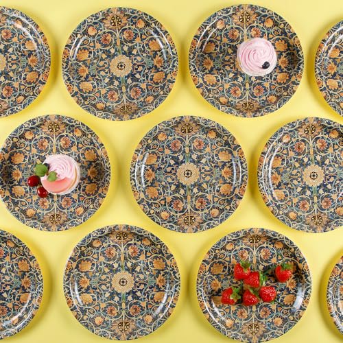 40Pcs William Morris Paper Plates Vintage Floral Decorations (40 Count)