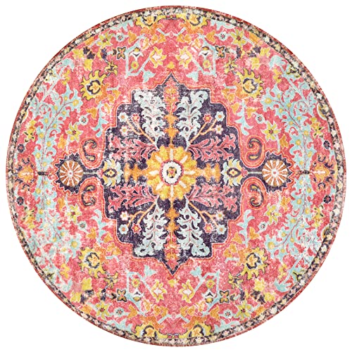 Bohemian Floral Medallion Round Rug