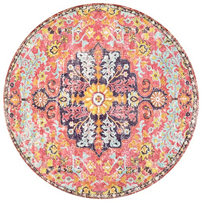 Bohemian Floral Medallion Round Rug