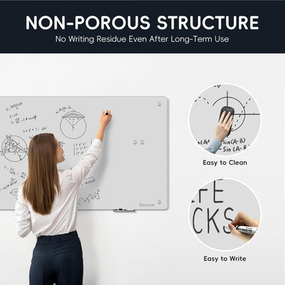 Magnetic Glass Whiteboard - Glass Dry Erase Board 48"x36" Large Frameless Glass Board for Walls Office School and Home, Gray