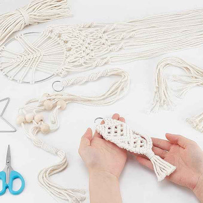IFNUNLY 8 Set DIY Macrame Kit for Beginners Star Macrame Dream Catcher Handmade Macrame Plant Hanger Kit for Adults Wall Hanging Tapestry with Instruction Birthday Decor