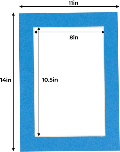 11x14 Mat for 8.5x11 Photo - Precut Bay Blue Picture Matboard for Frames Measuring 11 x 14 Inches - Bevel Cut Matte to Display Art Measuring 8.5 x 11 Inches - Acid Free Pack of 25 MATS