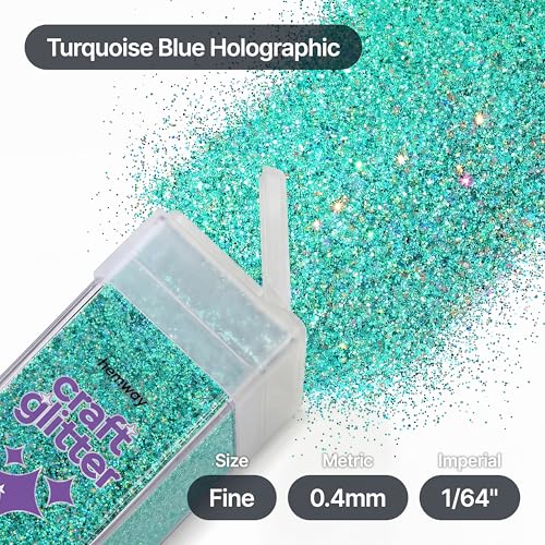 Craft Glitter Shaker Turquoise Blue Holographic 110g Fine (4.6 Ounce)