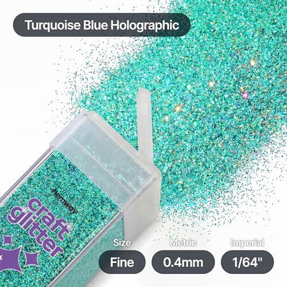 Craft Glitter Shaker Turquoise Blue Holographic 110g Fine (4.6 Ounce)