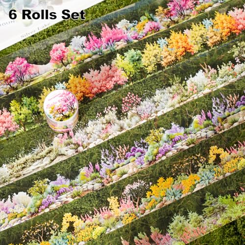 6 Rolls Transparent Floral and Botanical PET Tape Set (6 Count)