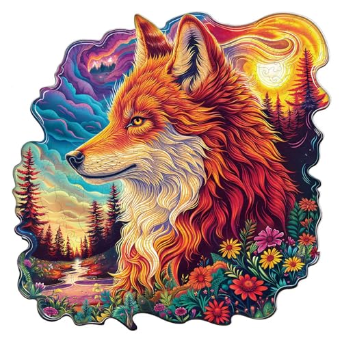 Colorful Star Wolf Puzzles Adults Gifts for Women Men Wooden 200 Pieces 11.4 * 11.4in