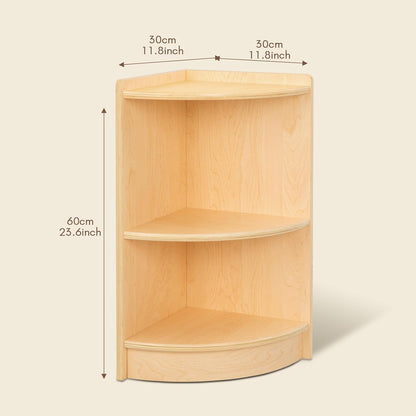 OOOK Wood Corner Cabinet, 2-Tier Toy Organizers and Storage, Montessori Shelf for Kids Room, Playroom, Nursery, Classroom, Kindergarten