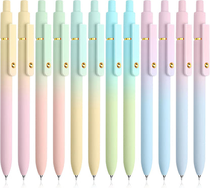 12 Pcs Gel Pens 0.5mm Quick Dry Black Ink Pens Fine Point Smooth Writing Pens, Cute Office and School Supplies Gifts for Women Teacher Students (12 Pcs Ombre Gold)